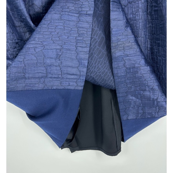 Tahari Dark Blue Jacquard Print Sleeveless Shift Dress - Picture 5 of 6